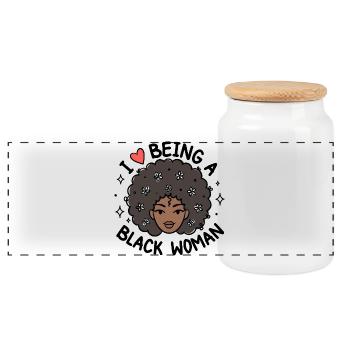 J’adore être une femme noire Pride Design - Boîte à biscuits avec couvercle en bois - blanc - Devant
