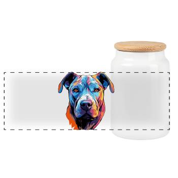 Dog Comic Pop Art - Panoramic Cookie Jar with Wooden Lid - white - Front