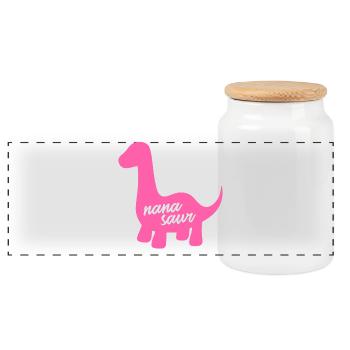 Nanasaurier-Pink-Dinosaurier-Oma-Familie - Panorama Keksdose mit Holzdeckel - Weiß - Vorne