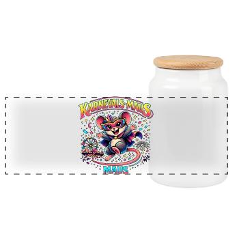 Carnival Mouse Carnival Costume Cute Gift - Panoramic Cookie Jar with Wooden Lid - white - Front