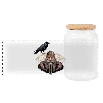 Wikinger Viking Legende Seemann Odin Rabe Kämpfer - Panorama Keksdose mit Holzdeckel - Weiß - Vorne