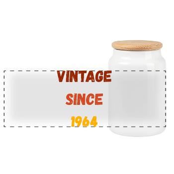 1964 Geburtstag - Vintage since 1964 - Panorama Keksdose mit Holzdeckel - Weiß - Vorne