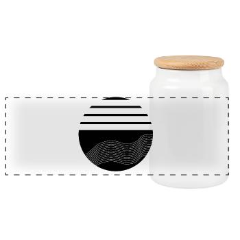 Flowing Lines Night - Panoramic Cookie Jar with Wooden Lid - white - Front