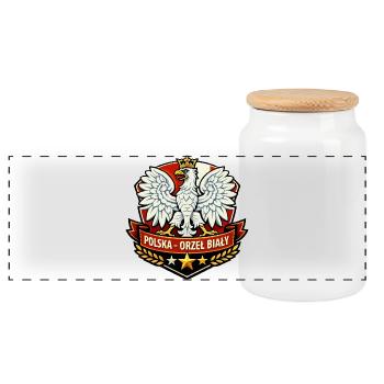 Polska Orzeł Biały Emblem - Panorama Keksdose mit Holzdeckel - Weiß - Vorne