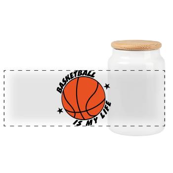 Basketball ist mein Leben - Panorama Keksdose mit Holzdeckel - Weiß - Vorne