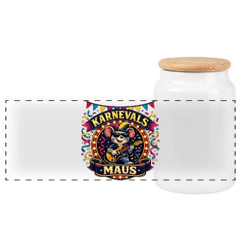 Karneval Maus Rock Köln Alaaf Geschenk - Panorama Keksdose mit Holzdeckel - Weiß - Vorne
