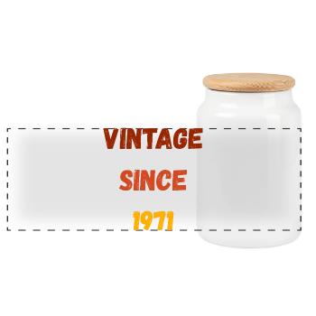 1971 Geburtstag - Vintage since 1971 - Panorama Keksdose mit Holzdeckel - Weiß - Vorne