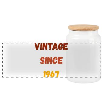 1967 Geburtstag - Vintage since 1967 - Panorama Keksdose mit Holzdeckel - Weiß - Vorne