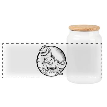 Joueur T Rex - Boîte à biscuits avec couvercle en bois - blanc - Devant