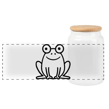 grenouille - Boîte à biscuits avec couvercle en bois - blanc - Devant