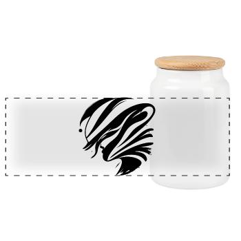 Abstract Face - Elegant - Panoramic Cookie Jar with Wooden Lid - white - Front