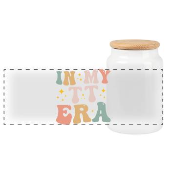 Ma Nouvelle Ère de Super Mamie, tata - Panoramic Cookie Jar with Wooden Lid - white - Front