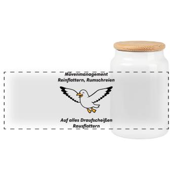 Mème de gestion de la mouette (mauvaise gestion) - Boîte à biscuits avec couvercle en bois - blanc - Devant