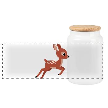 Cute jumping fawn minimalist style - Panoramic Cookie Jar with Wooden Lid - white - Front