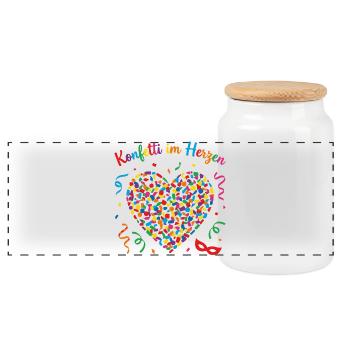 Confettis de carnaval et de carnaval dans le cœur Sweat à capuche à pull - Boîte à biscuits avec couvercle en bois - blanc - Devant