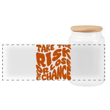 Take The Risk Or Lose The Chance - Panoramic Cookie Jar with Wooden Lid - white - Front
