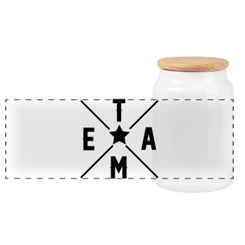 Team - Panoramic Cookie Jar with Wooden Lid - white - Front