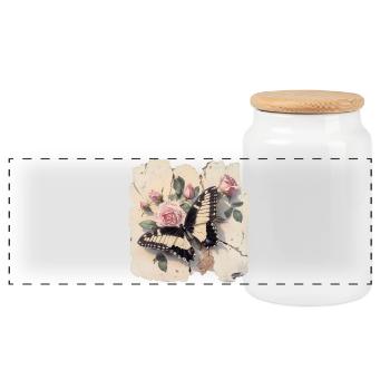 Papillon - Boîte à biscuits avec couvercle en bois - blanc - Devant