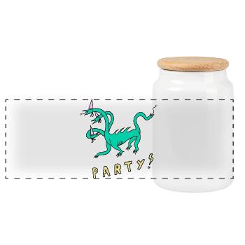 Drachen_Party - Boîte à biscuits avec couvercle en bois - blanc - Devant