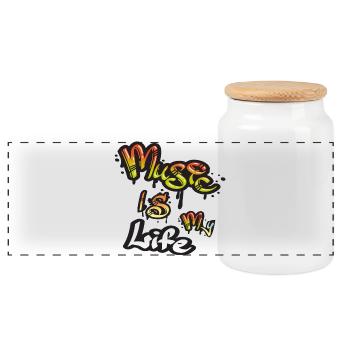 Music Is Life Graffiti - Boîte à biscuits avec couvercle en bois - blanc - Devant