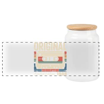 38th Anniversary - Vintage Gift 1988 - Panoramic Cookie Jar with Wooden Lid - white - Front