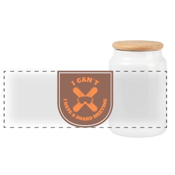 Snowboarding Board Meeting - Panoramic Cookie Jar with Wooden Lid - white - Front