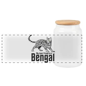 Bengal « Meilleur ami » - Boîte à biscuits avec couvercle en bois - blanc - Devant