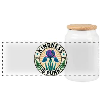 Freundlichkeit ist Punk-Iris-Patch - Panorama Keksdose mit Holzdeckel - Weiß - Vorne