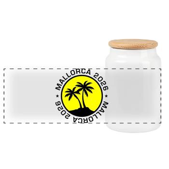 Mallorca 2026 - Panoramic Cookie Jar with Wooden Lid - white - Front
