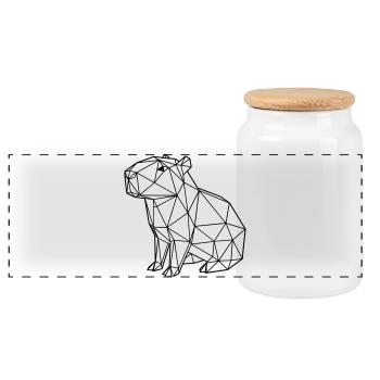Capybara Géométrique Origami Moderne Animal Noir - Boîte à biscuits avec couvercle en bois - blanc - Devant