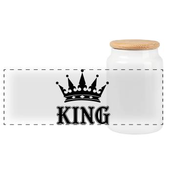 Crown king - Panoramic Cookie Jar with Wooden Lid - white - Front