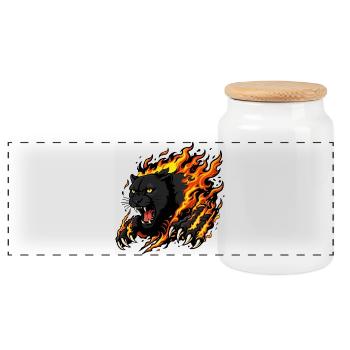 Zwarte panter in vlammen - Boîte à biscuits avec couvercle en bois - blanc - Devant
