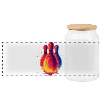 Retro Bowling - Panoramic Cookie Jar with Wooden Lid - white - Front