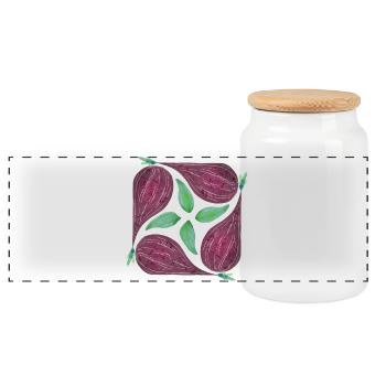 Motif oignon rouge - Boîte à biscuits avec couvercle en bois - blanc - Devant