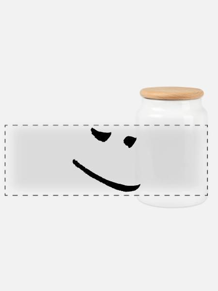 good mood - Panoramic Cookie Jar with Wooden Lid - white