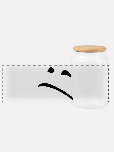 Sad - Panoramic Cookie Jar with Wooden Lid - white
