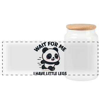 Panda Spruch Humor Meme Lustig Witzig Geschenkidee - Panorama Keksdose mit Holzdeckel - Weiß - Vorne