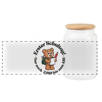 First day of school. 2469 days until high school graduation - Panoramic Cookie Jar with Wooden Lid - white - Front