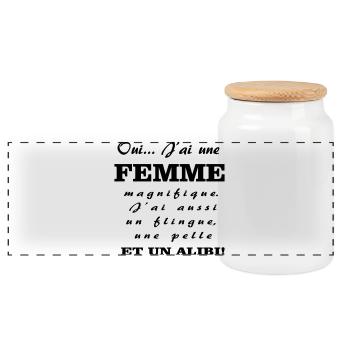 Une femme magnifique  - Boîte à biscuits avec couvercle en bois - blanc - Devant