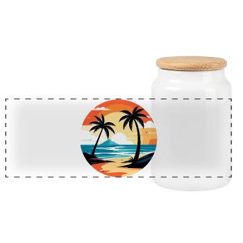 Tropischer Abend am Strand Kreisdesign - Panorama Keksdose mit Holzdeckel - Weiß - Vorne