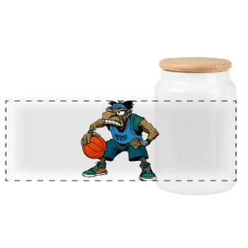 Basketball Rapper Hip Hop - Panorama Keksdose mit Holzdeckel - Weiß - Vorne
