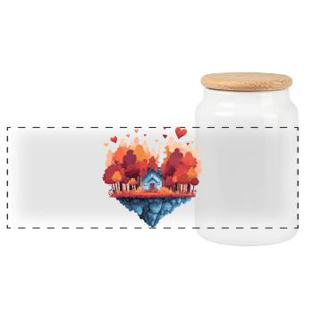 Rêve de la Maison de l’Île d’Automne - Boîte à biscuits avec couvercle en bois - blanc - Devant