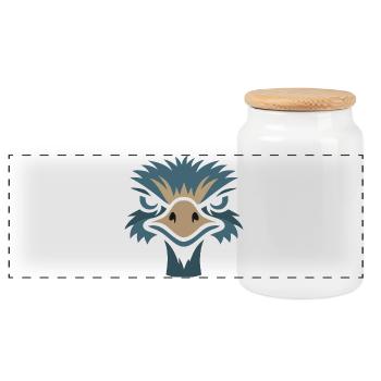 Nandu, Émeu à tête d’autruche - Boîte à biscuits avec couvercle en bois - blanc - Devant