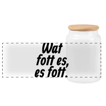 Wat fott es, es fott - Et Kölsche Jrundjesetz §4 - Panorama Keksdose mit Holzdeckel - Weiß - Vorne