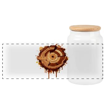 Tree Slice in Graffiti Style with Splashes of Paint - Panoramic Cookie Jar with Wooden Lid - white - Front