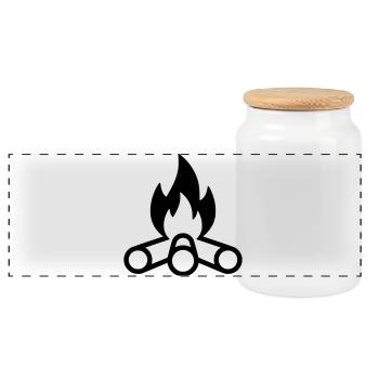 Icône des flammes du feu de camp - Boîte à biscuits avec couvercle en bois - blanc - Devant
