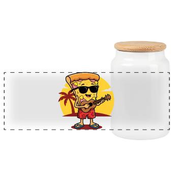 Gitarrist von Sunset Beach Pizza - Panorama Keksdose mit Holzdeckel - Weiß - Vorne