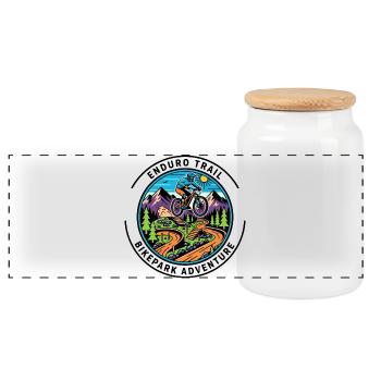 Badge de cycliste de Mountain Path - Boîte à biscuits avec couvercle en bois - blanc - Devant