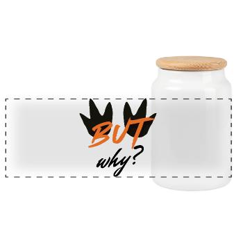 BUT Bold Leaf Font Design - Panoramic Cookie Jar with Wooden Lid - white - Front