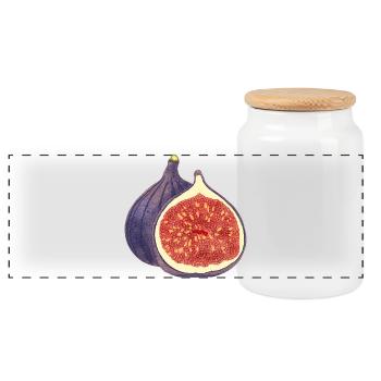 Opened Fig – Fruit Illustration - Panoramic Cookie Jar with Wooden Lid - white - Front